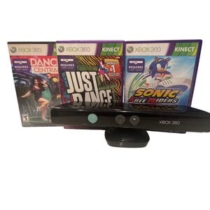 Xbox 360 Kinect  Bundle 3 Games Dance Central‎ Just Dance Sonic Working